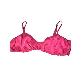 PrettyLittleThing 12 Pink Satin Bralette Crop Top Barbie Glam Rockabilly Pinup